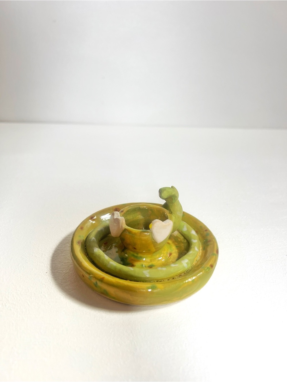 Vintage | Ceramic Snake and Heart Candle Holder